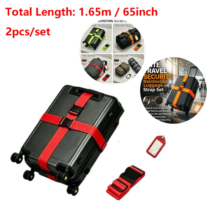 2-teiliges Set – (1 Gepäckgurt 1,65 m, 1 Gepäckanhänger) 4-farbige, leuchtende Gepäckgurte und Gepäckkordeln, geeignet für Koffer, Handtaschen, Reisegepäck-Verstärkungszubehör, schnelle Gepäckidentifizierung, ein tolles Weihnachtsgeschenk für die Familie – Detail 5