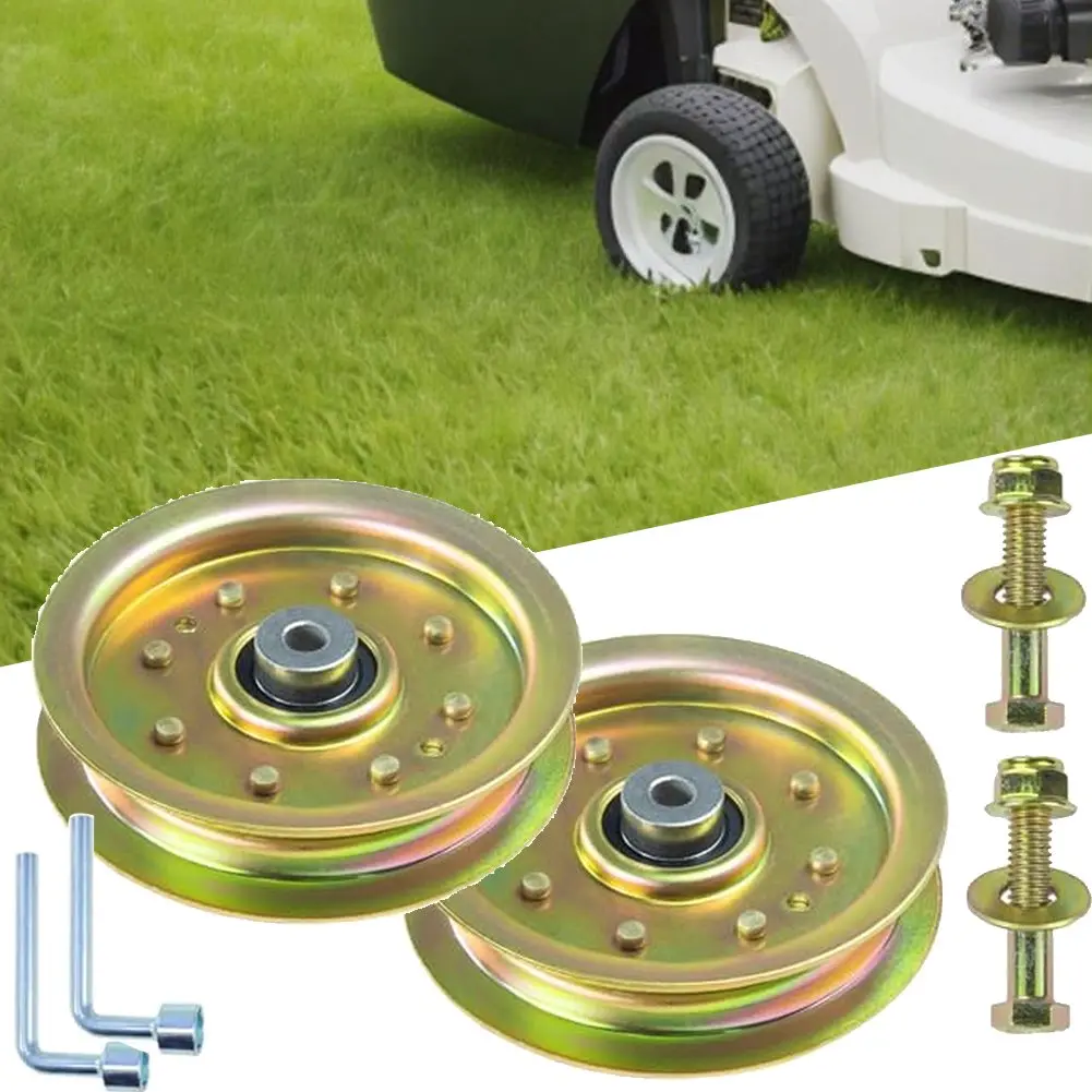 

2 Pcs Gold Black Idler Pulley For AY177968 956-04129b Fits 50 Inch Deck Garden Tools Garden Power Equipment