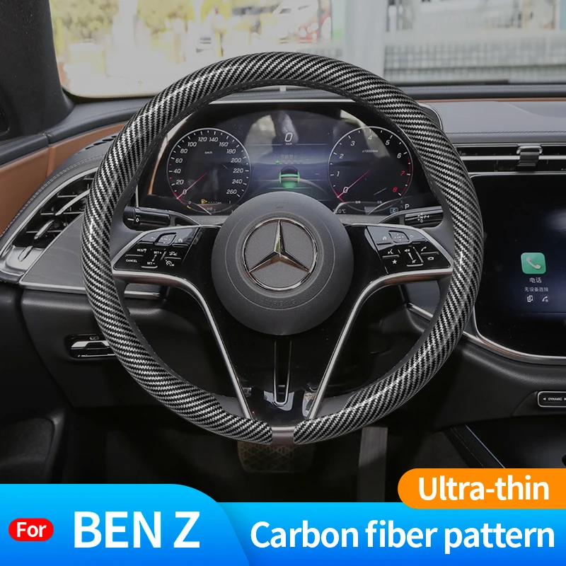 

For Mercedes Benz A B C E V S Class GLA GLB GLC GLK GLS SLK CLA CLS Carbon Fiber Suede Car Steering Wheel Cover Auto Accessories