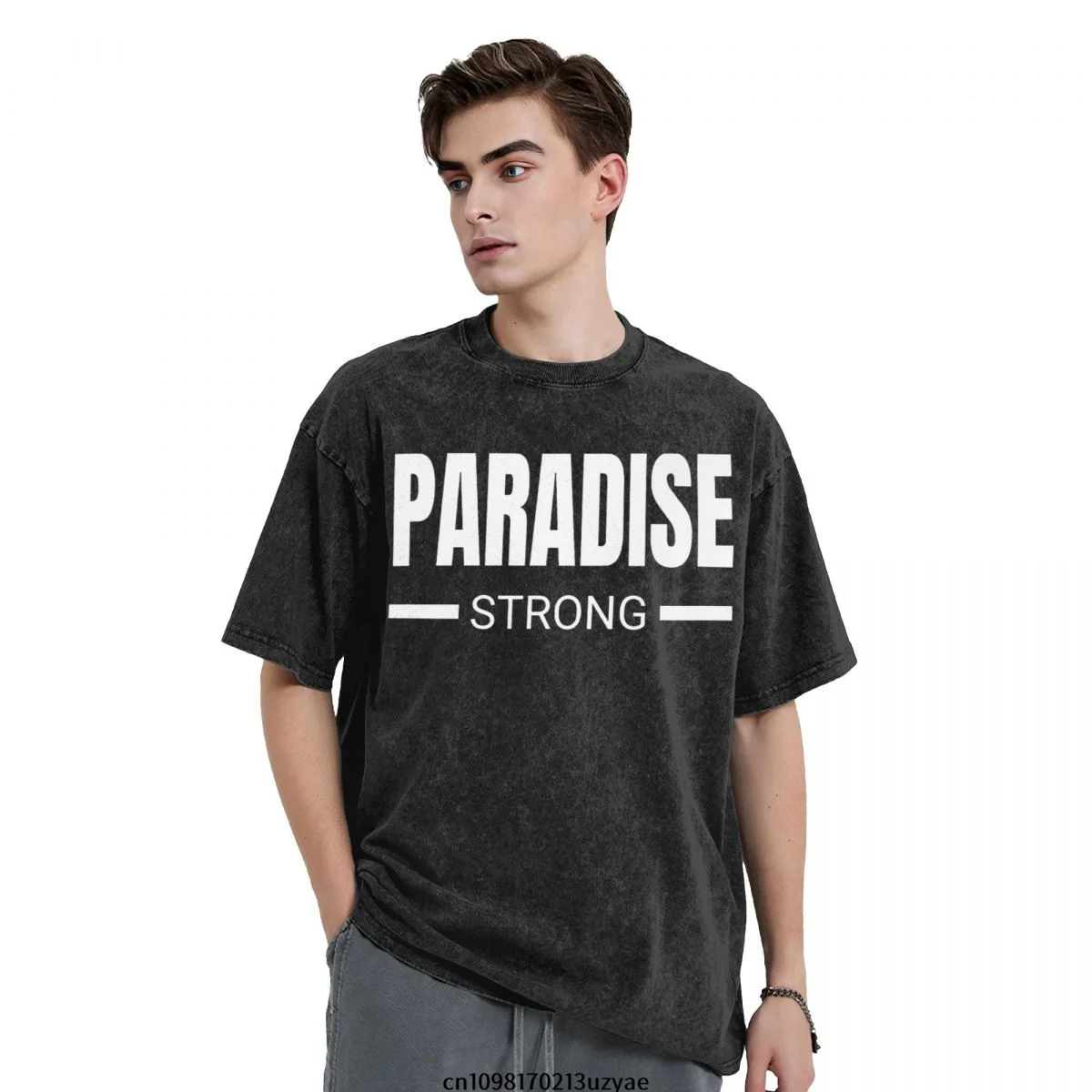 

Paradise Strong California Men's Vintage Cotton Short Sleeve T-Shirt Summer Hip Hop Tee shirt