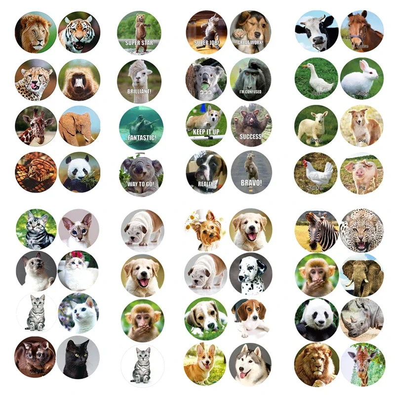 500 قطعة مكافأة مستديرة ملصقا 1 بوصة الحيوان نمط لعبة تسميات Teachers المدرسة الفصول الدراسية المكافآت الطلاب والأطفال ملصقا
