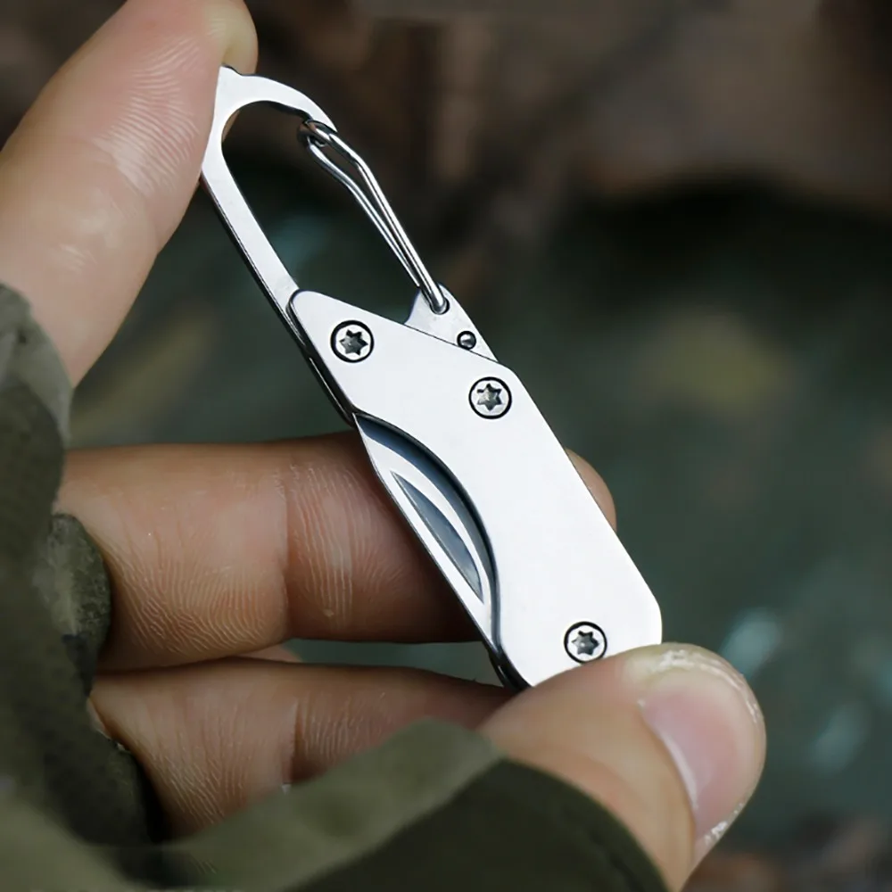 Stainless Steel Mini Folding Knife Outdoor Camping Portable Pocket Keychain EDC Multitools Knives Key Chain Accessories Tools