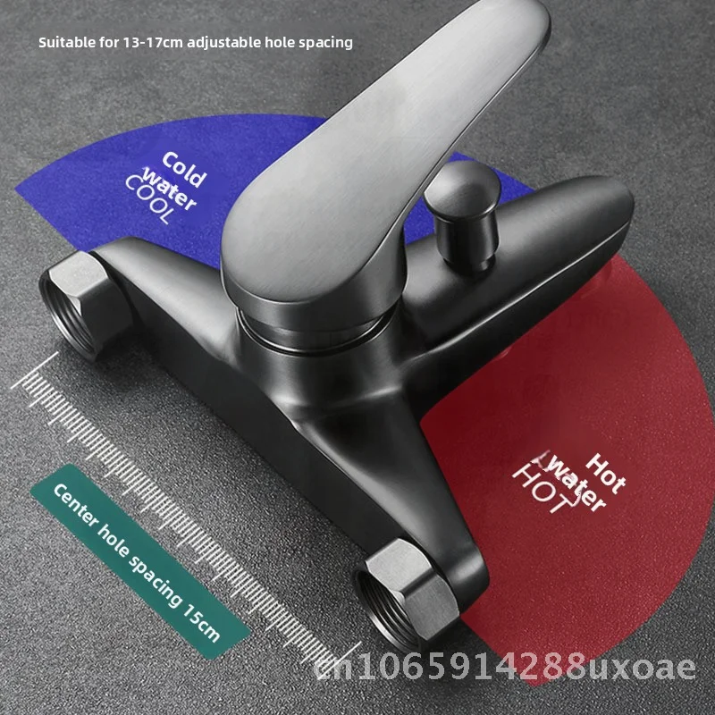 

Gun Gray Copper Wall-Mounted Mixing Valve Bathtub Faucet Modern Minimalist Shower Faucet with Ceramic Valve Core