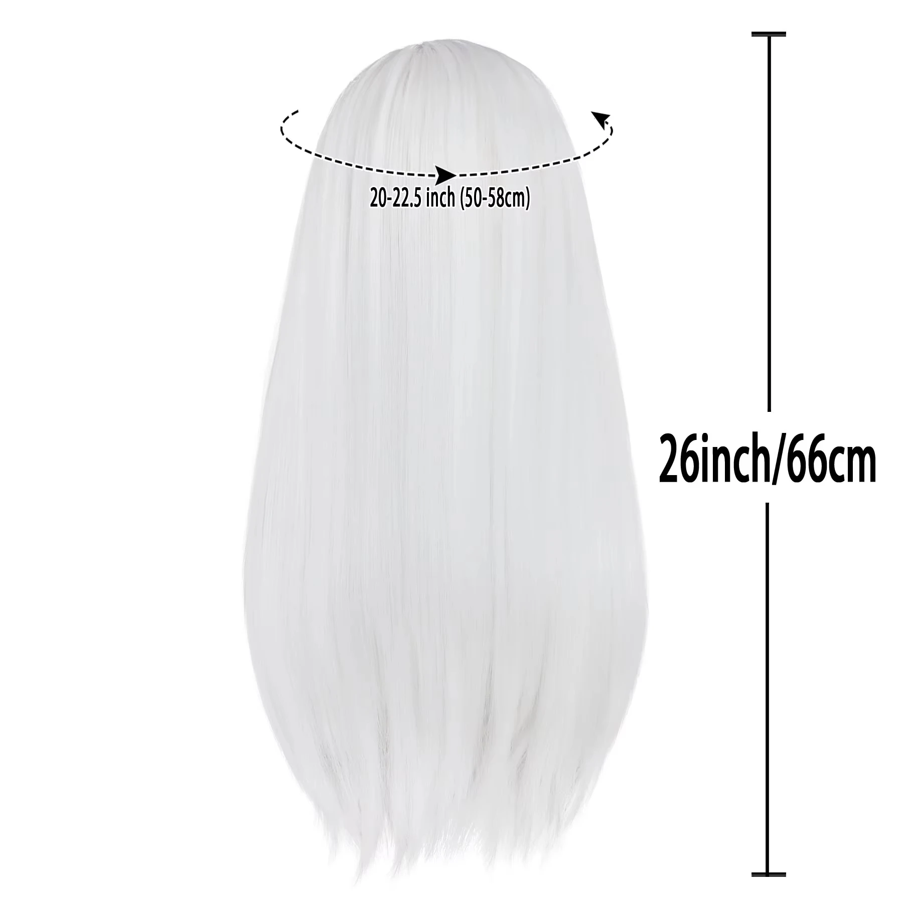 White Straight Hair Synthetic Wig - Halloween Party Cosplay Role-Playing Wig - Daily Wig - High-Temperature Silk Wig Set view 3