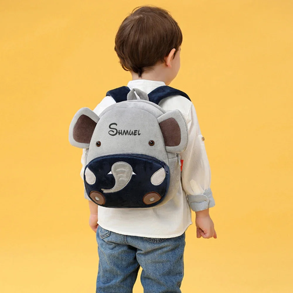 Sac à Dos Personnalisé avec Nom pour Garçon et Fille, en Peluche Douce, Mignon, Animal de Dessin Animé, Petit, Mini