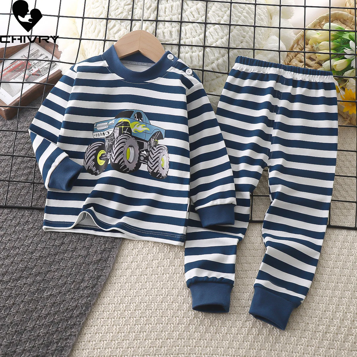 New Kids Boys Girls Pajama Sets Cute Cartoon Long Sleeve T-Shirt Tops with Pants Toddler Baby Autumn Winter Sleeping Clothes