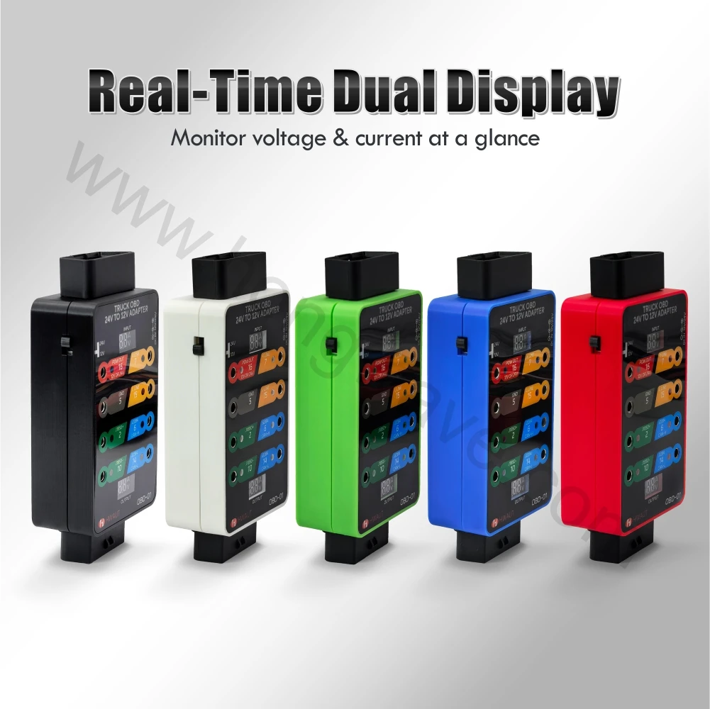 HWAUT AUTO TOOLS OBDII 24V to 12V Adapter Break Out Box ECU Connector OBDII 8PIN Protocol Detector Breakout Diagnostic Tool