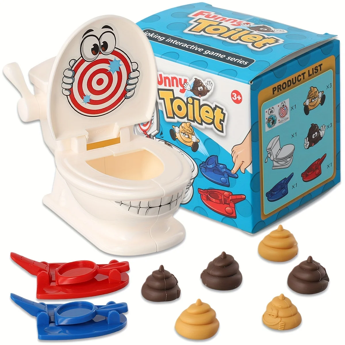 1Set Poop Shooting Game Funny Family Toy with Toilet 2 Shooters 6 Soft Poops for Kids Boys Girls Party Gift Xmas Party Gift