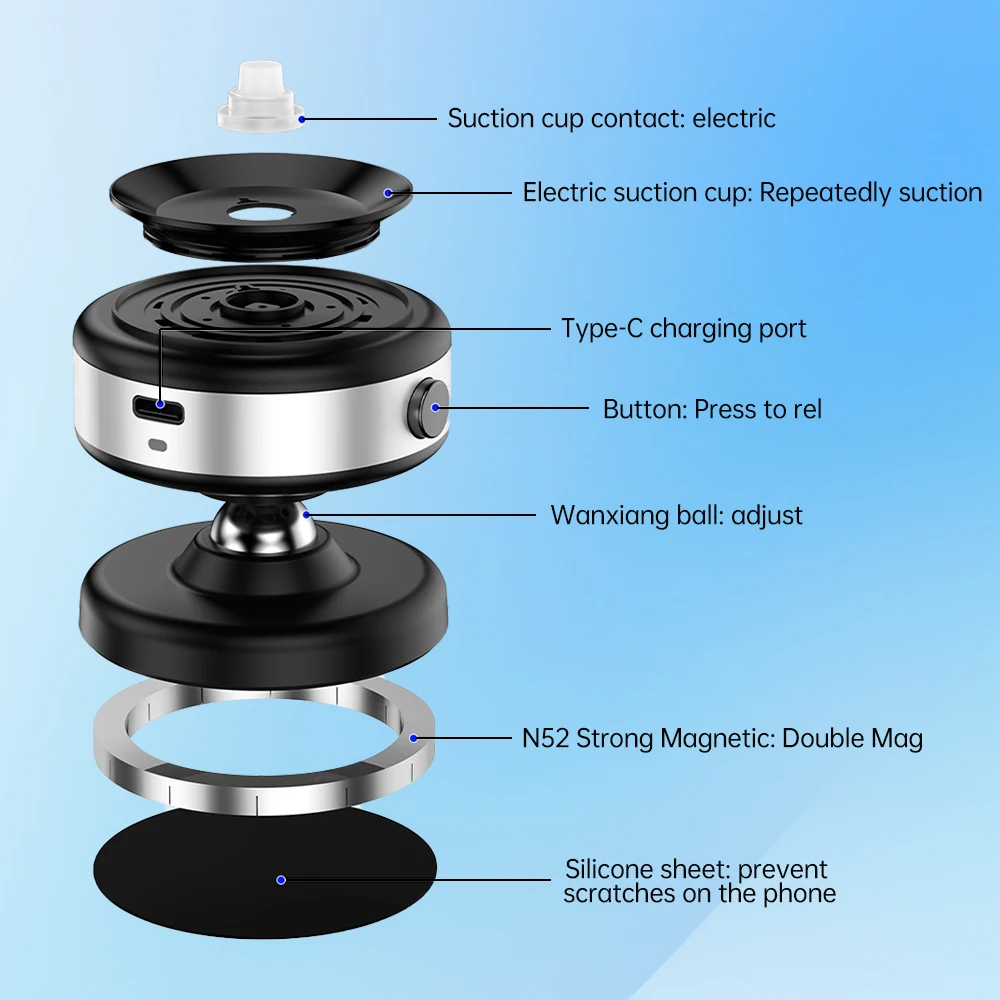 Car Magnetic Vacuum Adsorption Bracket holder For iPhone Samsung Xiaomi magnetic car mount vacuum phone holder