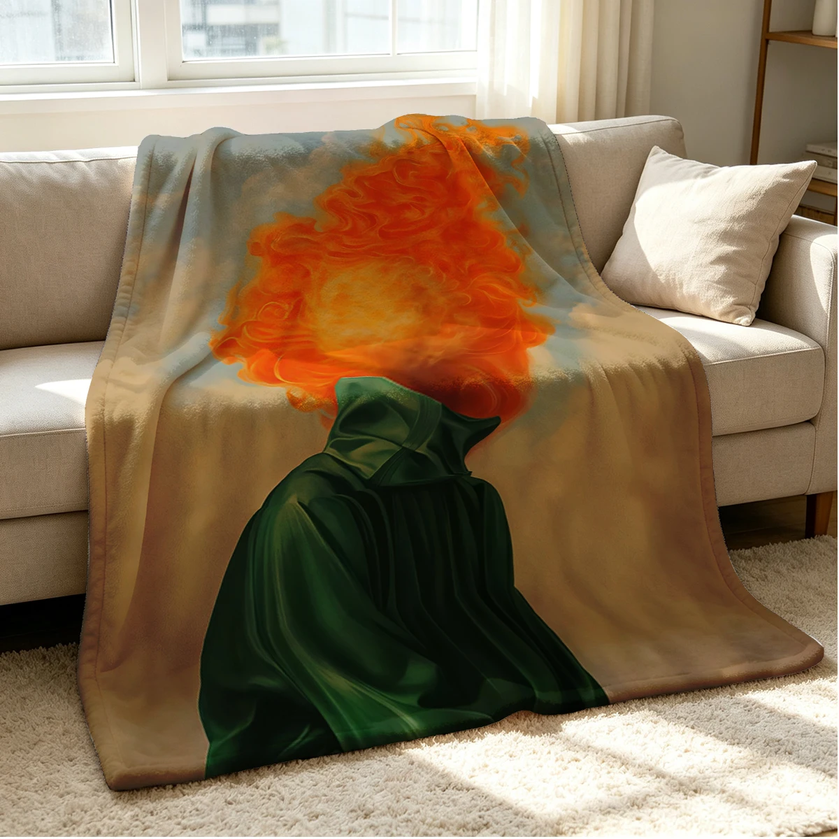 Fire Soul Flannel Blanket Warm Soft Halloween Christmas Couch Warm Cozy Decorative Decor Gift for All Season