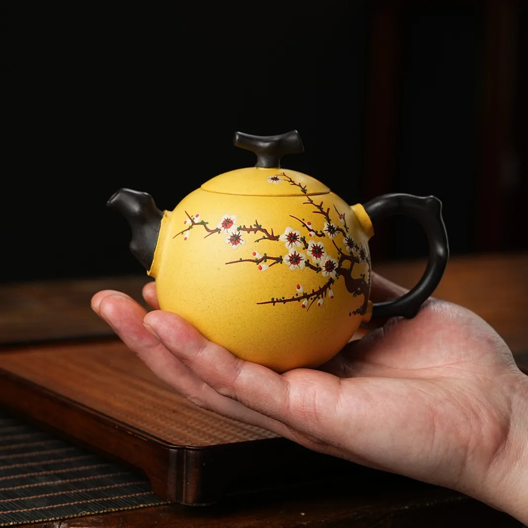 

260 мл Исин Фиолетовые глиняные чайники Famous Master Ручной работы Dragon Egg Pot Сырая руда Золотая секция Грязевой чайник с фильтром Чайный сервиз Zisha