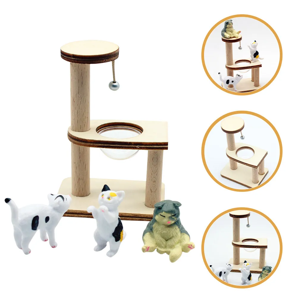 

Набор миниатюрных деревянных реалистичных кошачьих домиков-когтеточек, декоративный элемент мебели, реквизит для оформления, аксессуары для дома