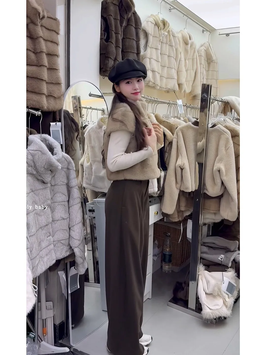 Chaleco de piel de visón sin mangas con cuello levantado para mujer, Top para mujer, ropa de calle de estilo coreano, chaleco de piel cálido y esponjoso, prendas de vestir