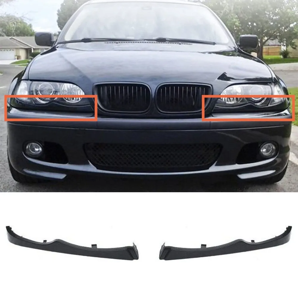 Headlight Trim Moulding Set Front Lower Left and Right 2pcs Replacement for BMW E46 2002-2005 OE 51130030406 51130030407