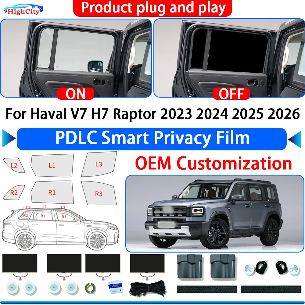 For Haval V7 H7 Raptor 2023 2024 2025 2026 Switchable Electric Smart Privacy Film Polymer Dispersed Liquid Crystal Film Window