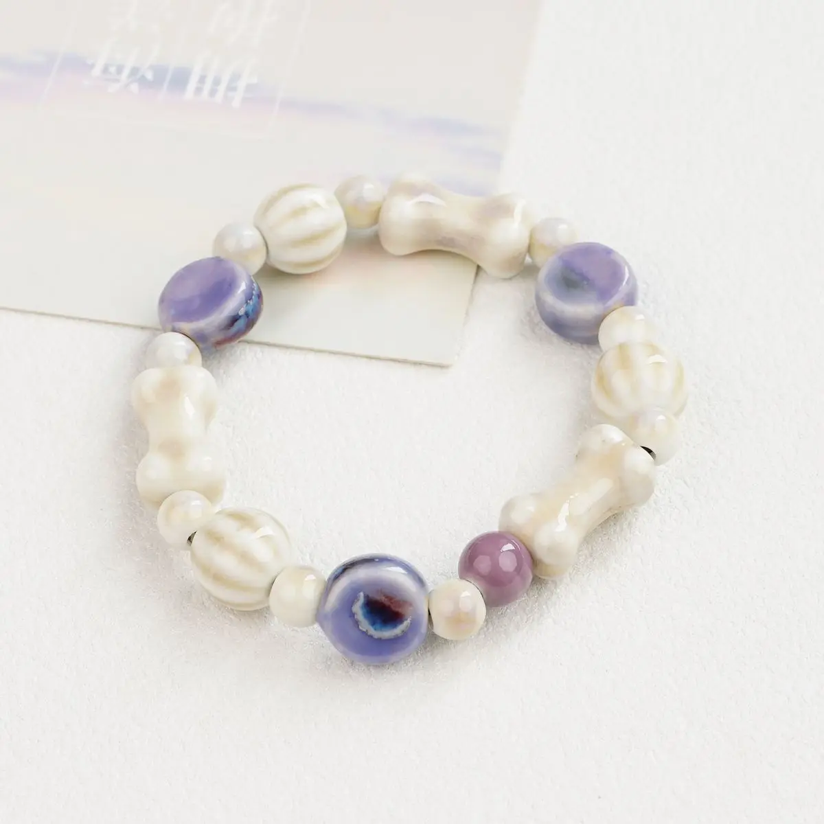 Jingdezhen Ceramic Ocean Bracelet Starfish Shell Colorful Beaded Elastic Bangle Beach Boho Jewelry Bulk Wholesale