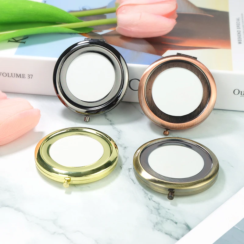 10kits 57.1mm Metal Blank Mirror Compact Double Side Pocket Mirror Portable Makeup Mirror For Girls Beauty Tool (Mirror+Epoxy)