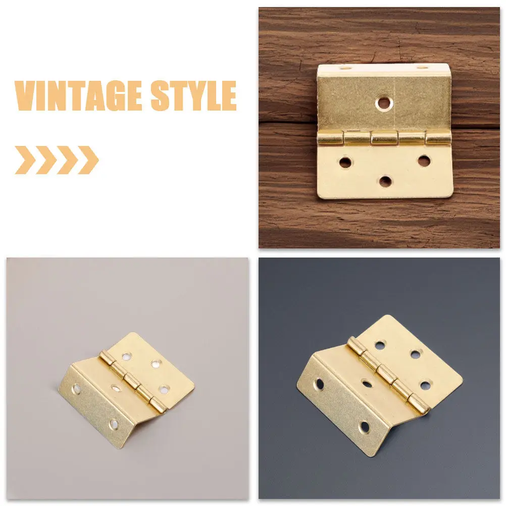 4Pcs Decorative Vintage Triple Fold Hinge Sturdy Iron Retro Hinge for Kitchen Cabinets Doors Furniture Wooden Chests Wardrobes