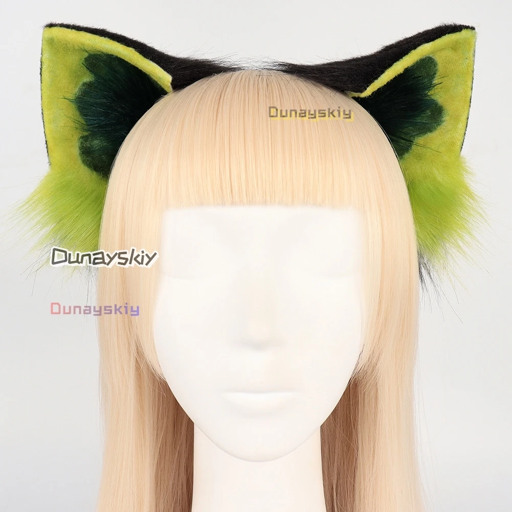 Luoxiaohei Anime Cosplay Kat Groen Oor Hoofddeksels Staart Leuke Prop Mooie Huisdier Hoofdtooi Lolita Kostuum Accessoire Dierenhoofdband