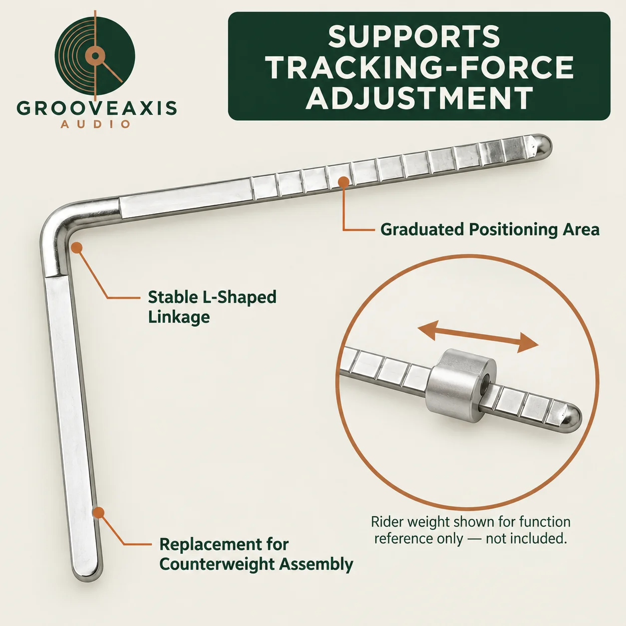 GROOVEAXIS SME Tracking Force Weight Support Rod Stainless Steel Linkage for 3009 3010 3012 Tonearm Repair