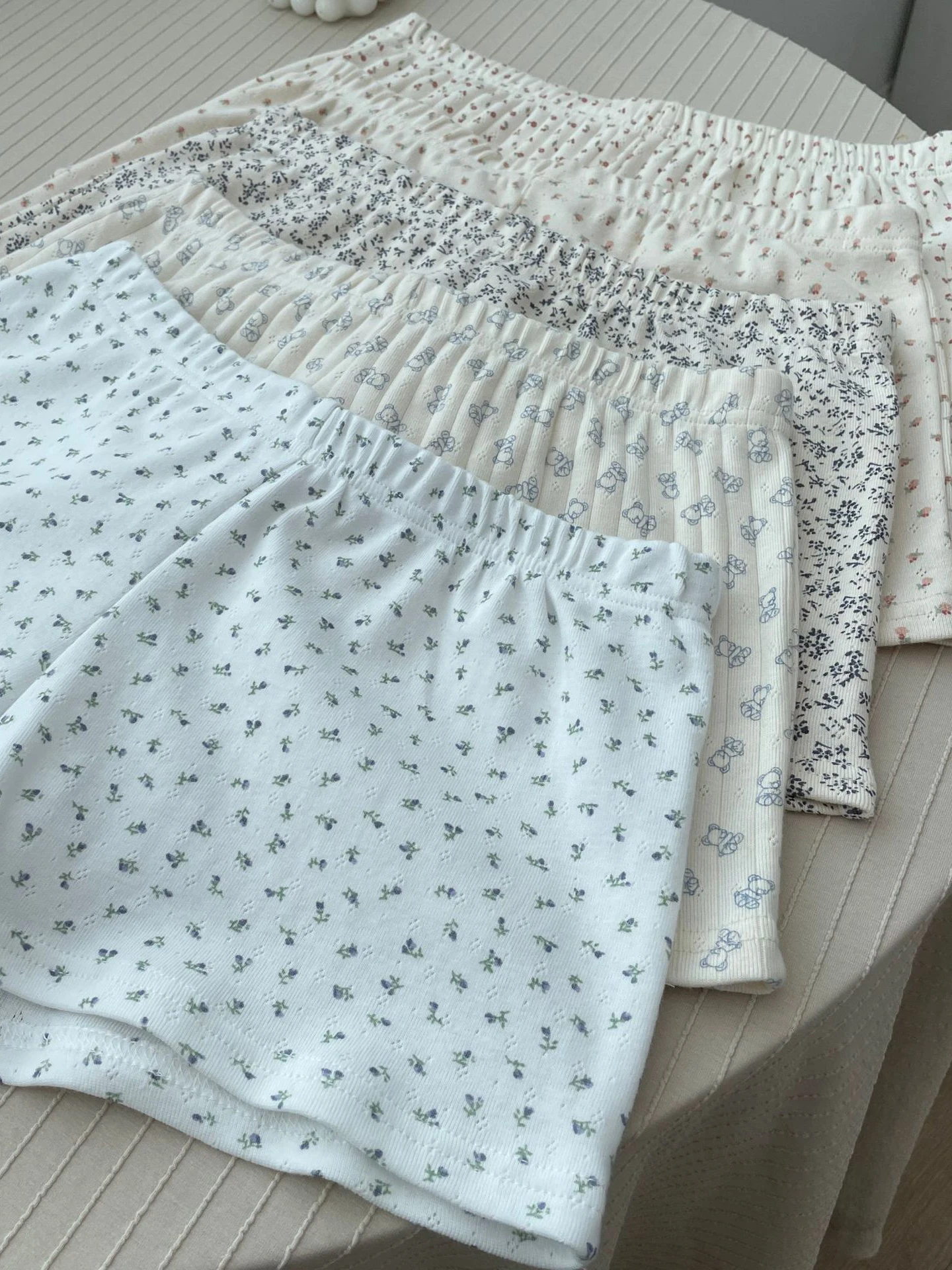 Eyelet Floral Cotton Sweet Home Boy Shorts Summer Elastic Waist Straight Short Pants Vintage Cute Home Cozy Woman Underwear Y2k