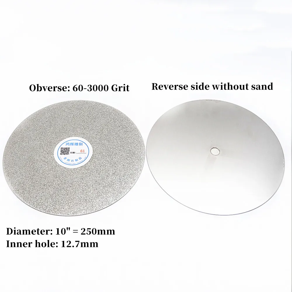 

10" Inch 250mm Inner Hole 12.7mm 60-3000 Grit Diamond Coated Flat Lap Wheel Lapidary Polishing Grinding Disc Rotary Tool Disc