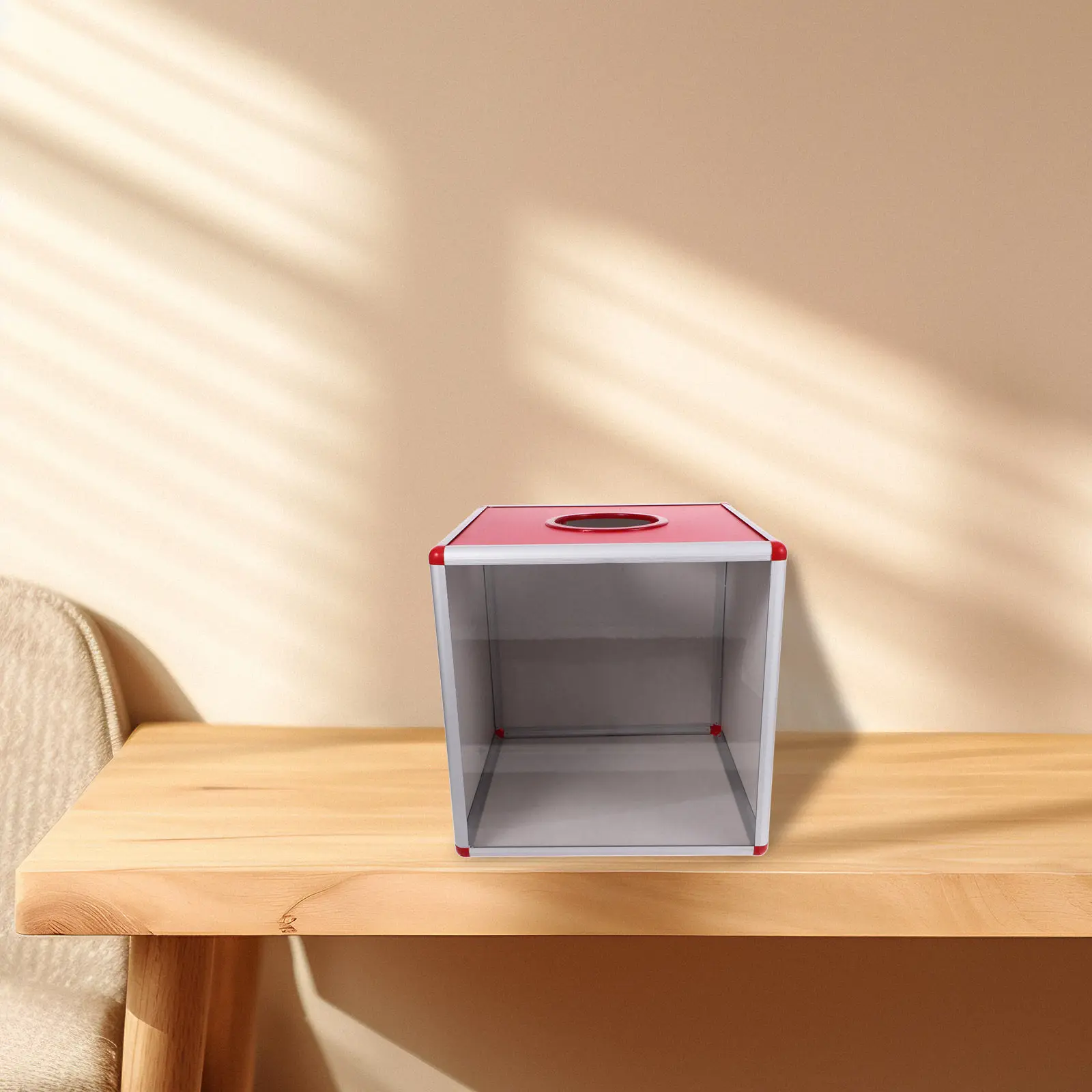Red Transparent Raffle Box for Event Games Lottery Drawing Luck Draw Fundraising Voting Ballot Donation Suggestion Box Clear