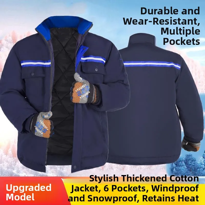 Giacca Invernale Imbottita in Cotone per Uomo, Abbigliamento da Lavoro per Esterni, Protezione Termica, Indumenti Protettivi per Cantieri Edili