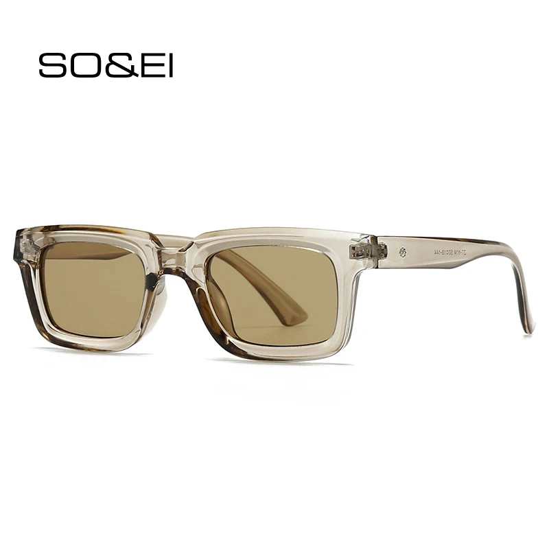 

SO&EI New Square Sunglasses Women Fashion Candy Color Shades UV400 Retro Rivets Men Sun Glasses