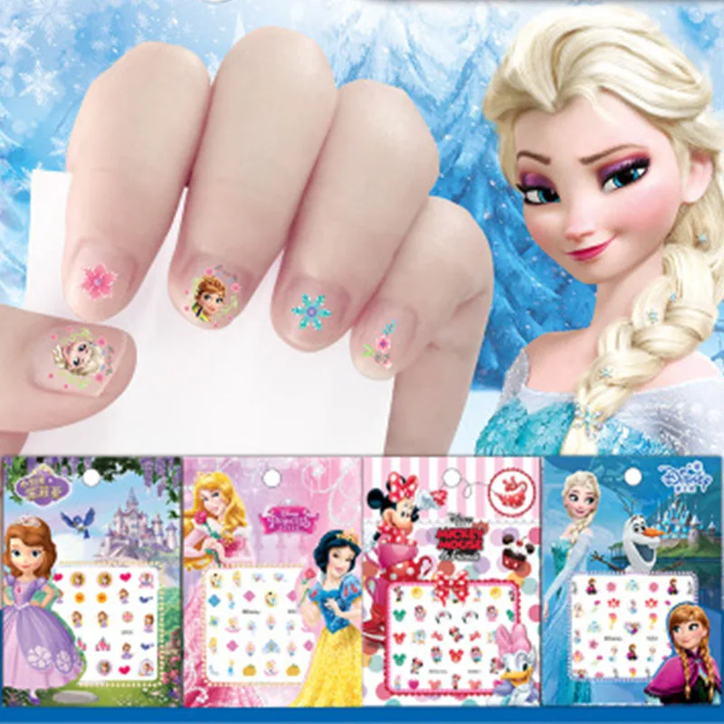 5pcs/lot Disney Frozen Makeup Toys Nail Stickers Princess Sophia Mickey Minnie kids earrings sticker toys party decoration Set