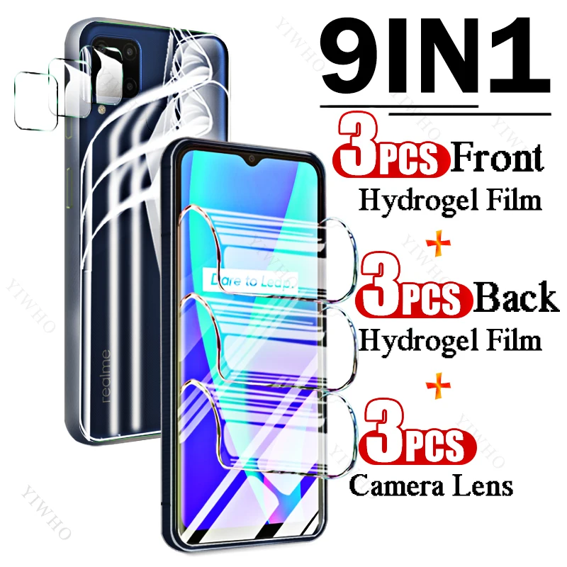 Гидрогелевая пленка 9 в 1 с полным покрытием для Realme C15 RMX2180, защита экрана со сканером отпечатков пальцев для Realme C 15, 6,5 дюйма, объектив камеры HD