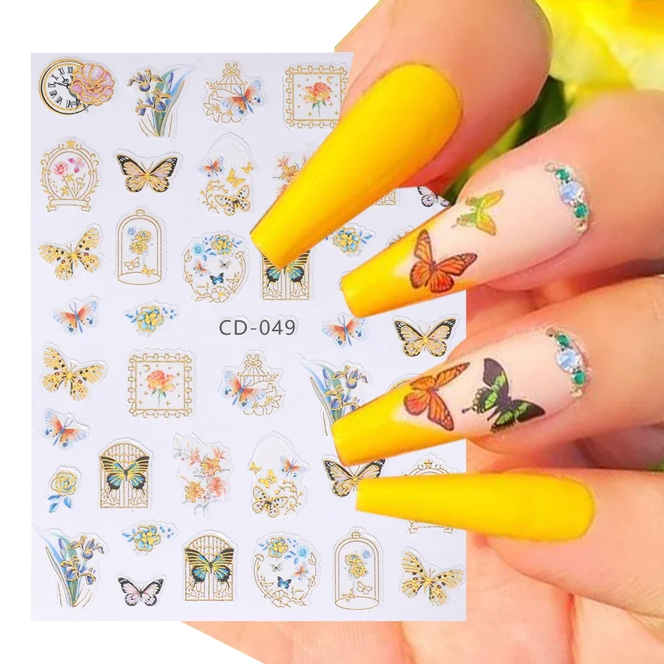 3D Butterfly Nail Sticker Holographic Products Charms Decals Tip Design Supplies And Decoration Manicure Profesional Accesorios