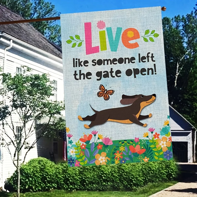 Dachshund Garden Flag - 12x18 Inch Double-sided Linen Yard Decoration, Design 