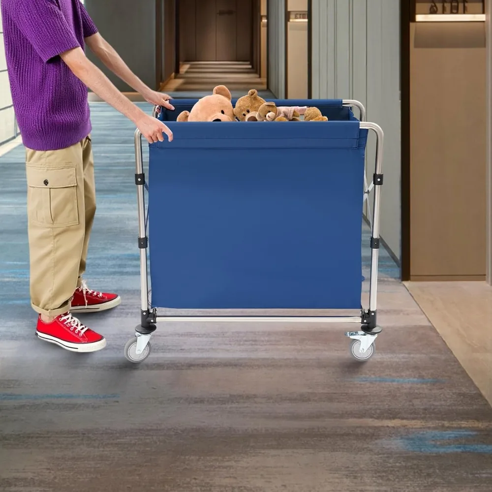 عربة غسيل بعجلات، عربة سلة غسيل قابلة للطي، سلة دوارة شديدة التحمل بسعة كبيرة، عربة فارز لـ #3