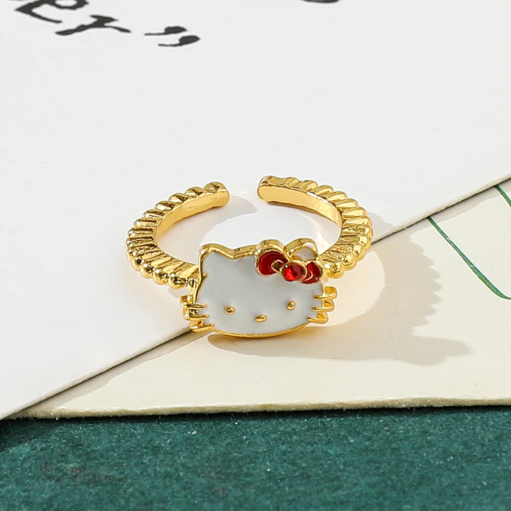 Hello Kitty Open Rings Women Cartoon Simple Trendy Rings Sweet Girl Rings Cute Little Cat Ring Gifts