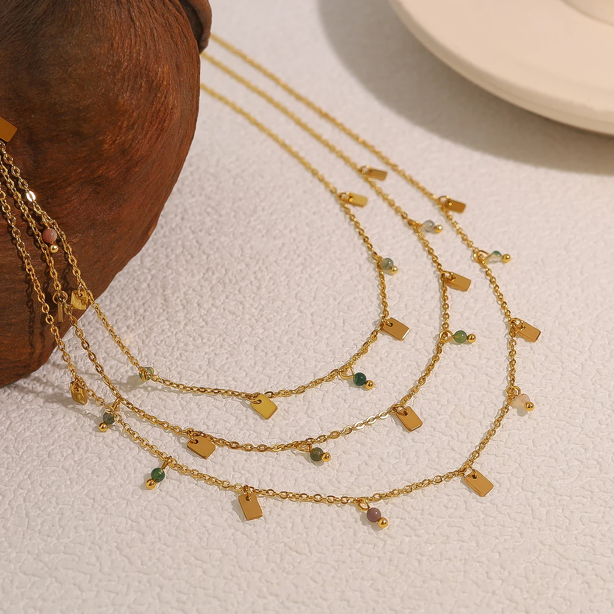 WILD & FREE Exquisite Stainless Steel Necklace for Women Glass Crystal Charms Elegant Jewelry 18K Gold Plated Waterproof