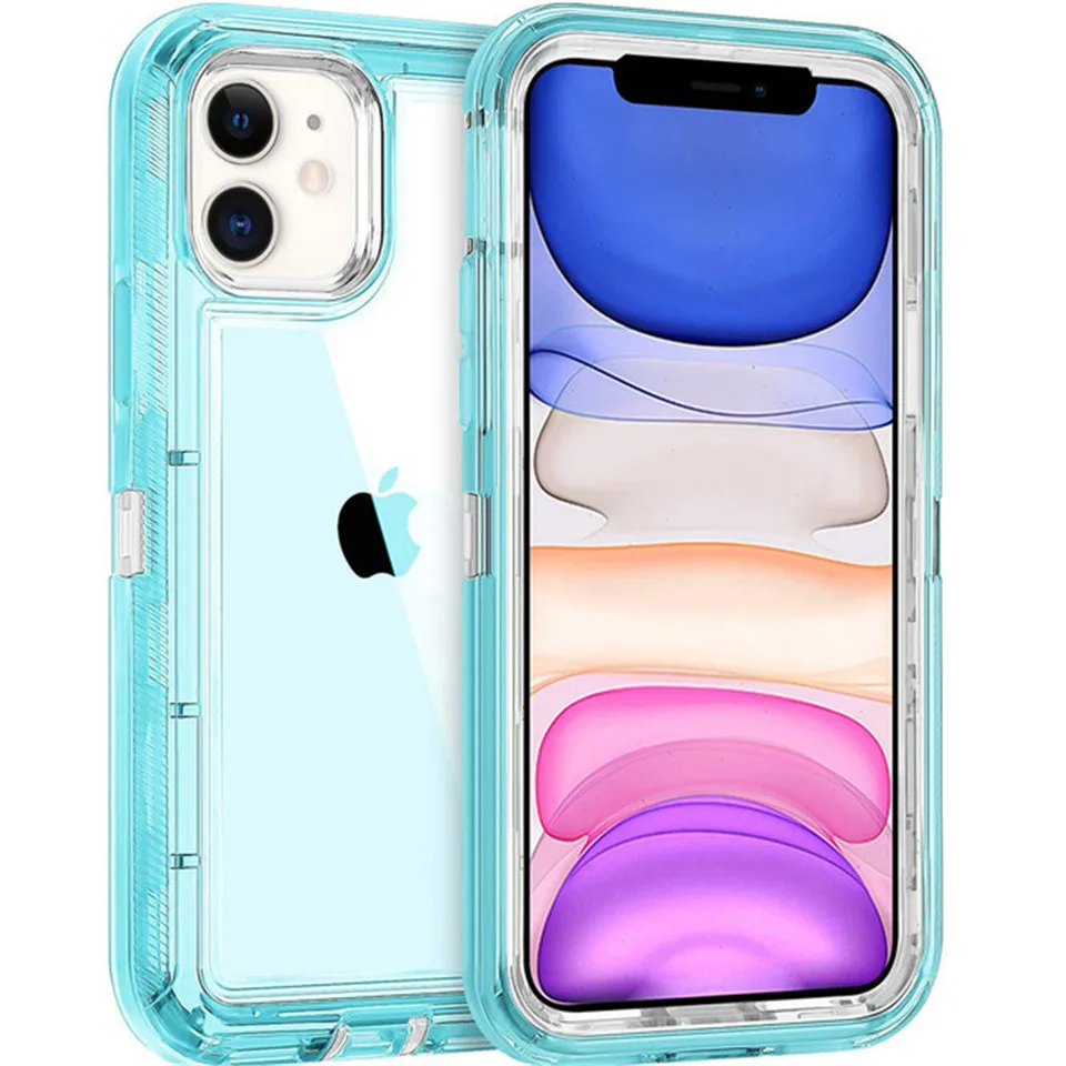 Hybrid Heavy Duty 360 Full Body Case For iPhone 16 15 14 13 11 12 ProMax XSMAX XR XS 7 8 Plus Transparent Shockproof Armor Cover