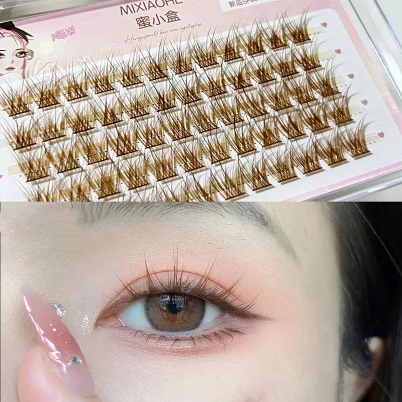 Honey Box Color Eyelash Lazy Fish Tail Color Fairy Natural New Thick Single Cluster Eyelash Festival cosplay Essential