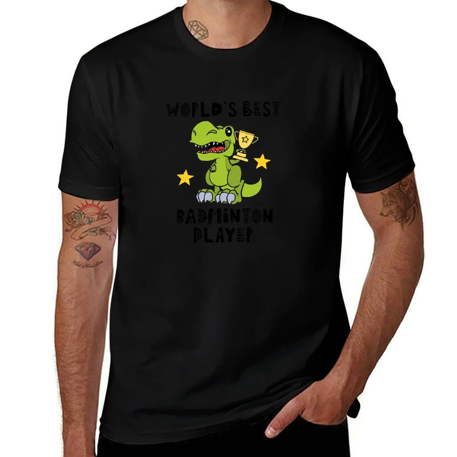 Worlds Best Badminton Player, Funny, Humor, Dinosaur, T Rex, Tyrannosaurus, Animal, World Greatest, Dino, Sports T-Shirt
