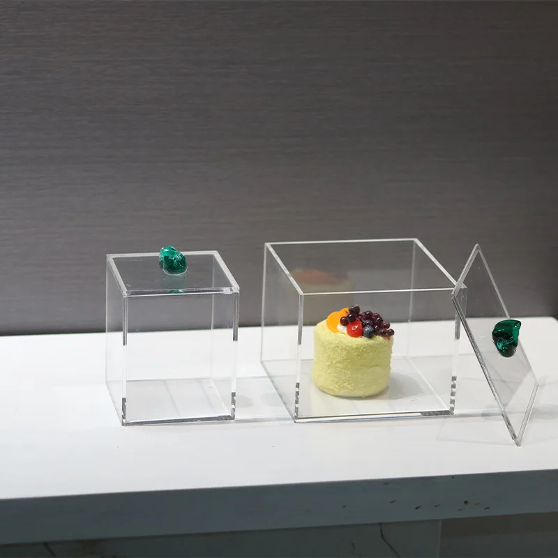 Modern simple square plastic transparent storage box heaven and earth cover acrylic jewelry cosmetics figure decoration