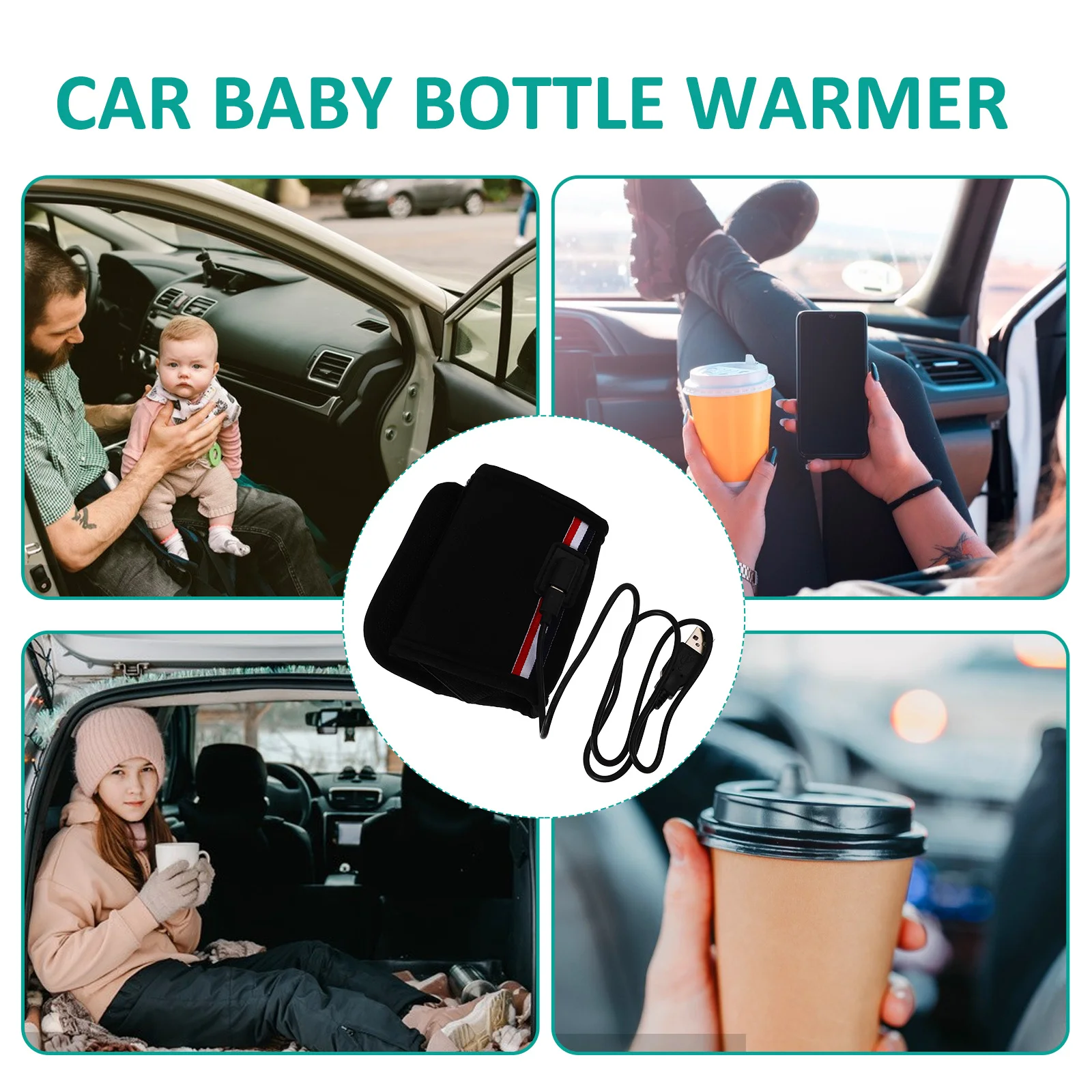 

Автомобильный подогреватель бутылок 12 В с подогревом из углеродного волокна, портативный дорожный подогреватель бутылок для молока, кофе, воды, сока, подходит для 65-75 мм