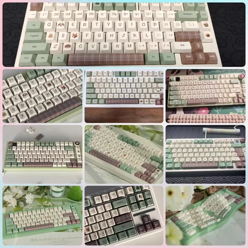 Forest Corner Theme Keycap Set Original profile 143 Keys PBT Dye Sublimation Cute Mechanical Keyboard Fits Hi75/Rainy75 Keycaps