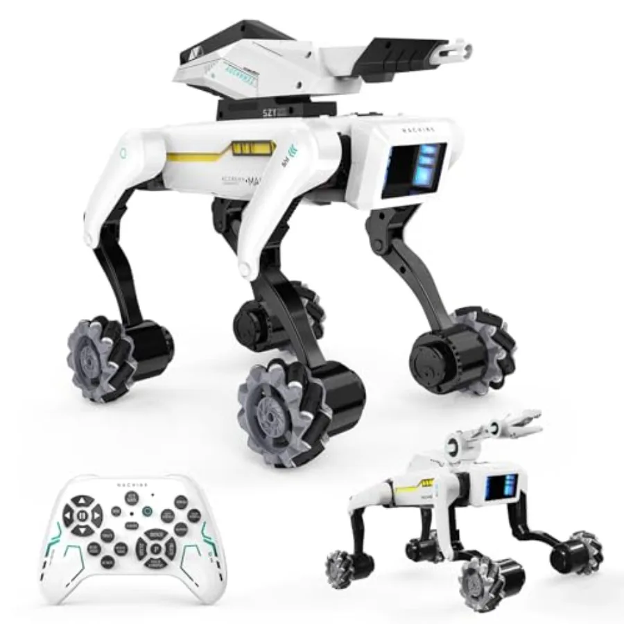 

All-Terrain Robot Dog Toy for:ABS Plastic, Black-Red, 3-in-1 Wheeled Kit with 30+ Bionic Actions, Voice/Remote Control, Program