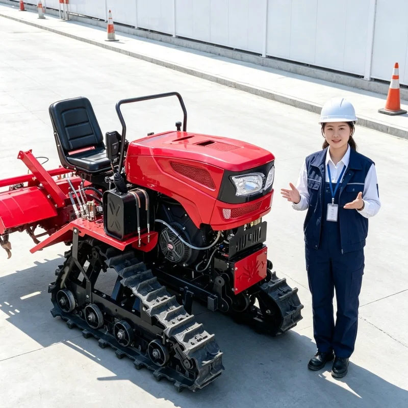 Customized 35‑HP Small Riding Crawler Rotary Tiller, Anti‑sinking on Muddy Ground, Farmland Reclamation Rotary Tiller