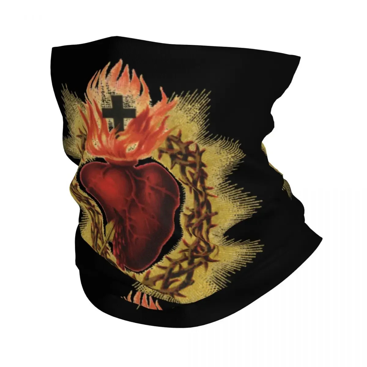 Bandana kış boyun isıtıcı erkekler için kutsal kalp rüzgar geçirmez Wrap yüz eşarp kayak katolik hıristiyan inanç körüğü kafa bandı