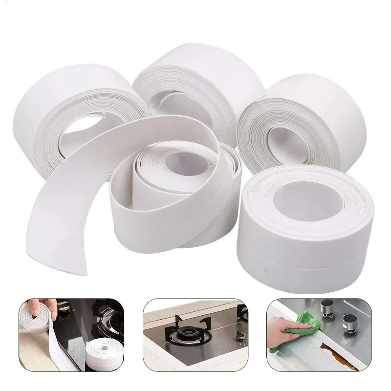 

16Meters(5 Rolls) Caulk Tape Waterproof Self Adhesive For Kitchen Bathroom Countertop Sink Sealing Strip