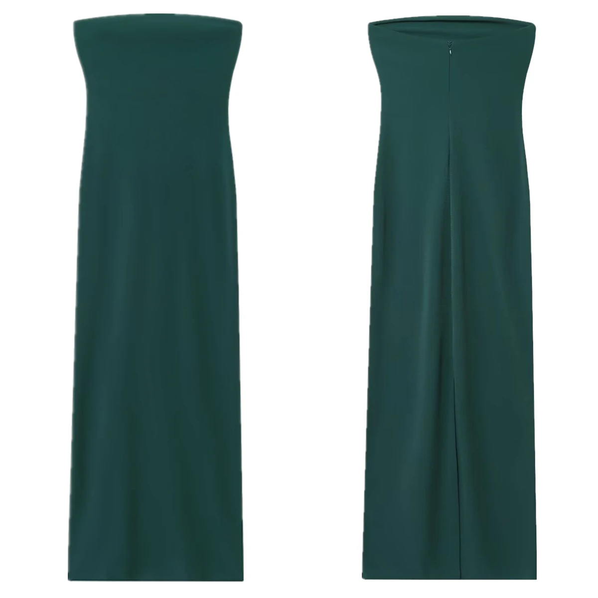 

Maxdutti Fashion Women's Clothing Minimalist Dark Green Elegant Tube Top Dress Sexy Off Shoulder Evening Dresses Party Dresses V