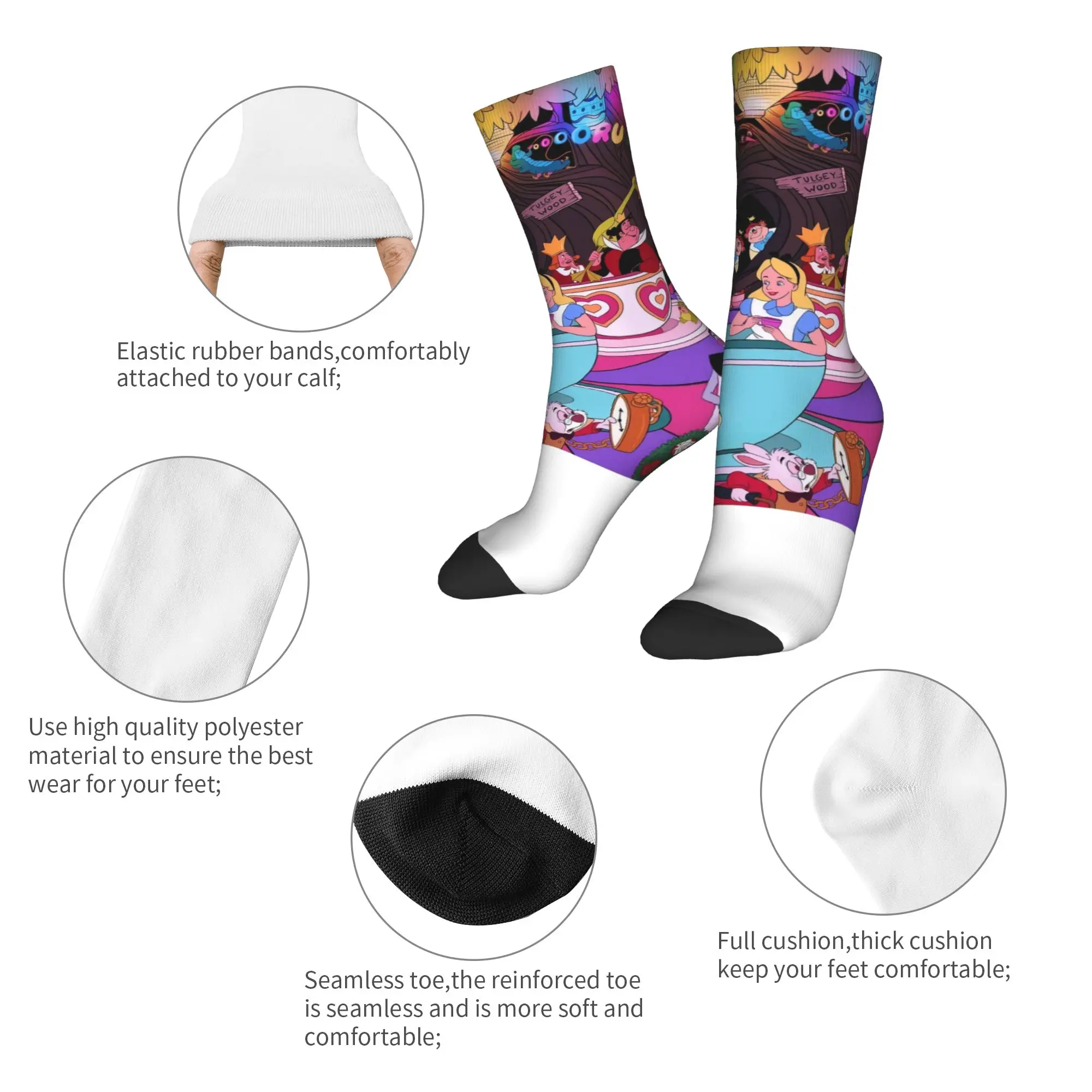 جوارب أليس في بلاد العجائب جوارب مضحكة جرافيك جوارب شتوية مضادة للانزلاق للبالغين والرجال جوارب عالية الجودة للتسلق