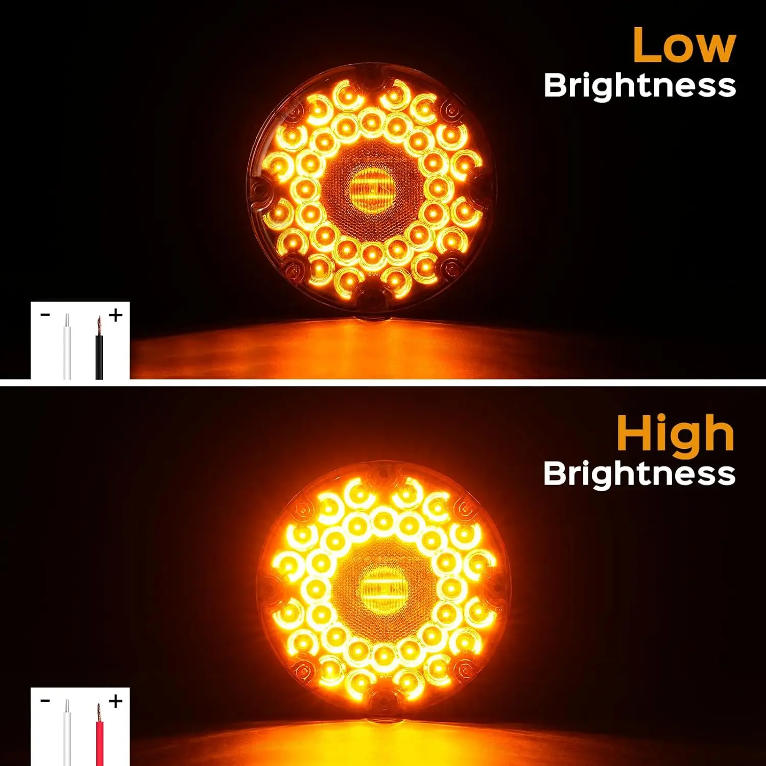 

2 шт. 7-дюймовые круглые янтарные задние фонари с 36 светодиодами для школьных автобусов, транспортных средств, грузовиков, прицепов, с внутренней отражающей линзой