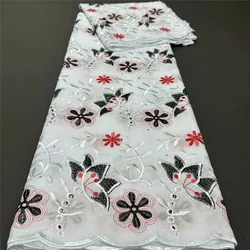 5 Yard Swiss Voile Lace Fabric Heavy Beaded Embroidery African 100% Cotton Popular Dubai Style For Party Cloth Material 10L15153